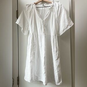 Old Navy White Gauze Mini Dress Split Neck Ruffle Boho Beach Small